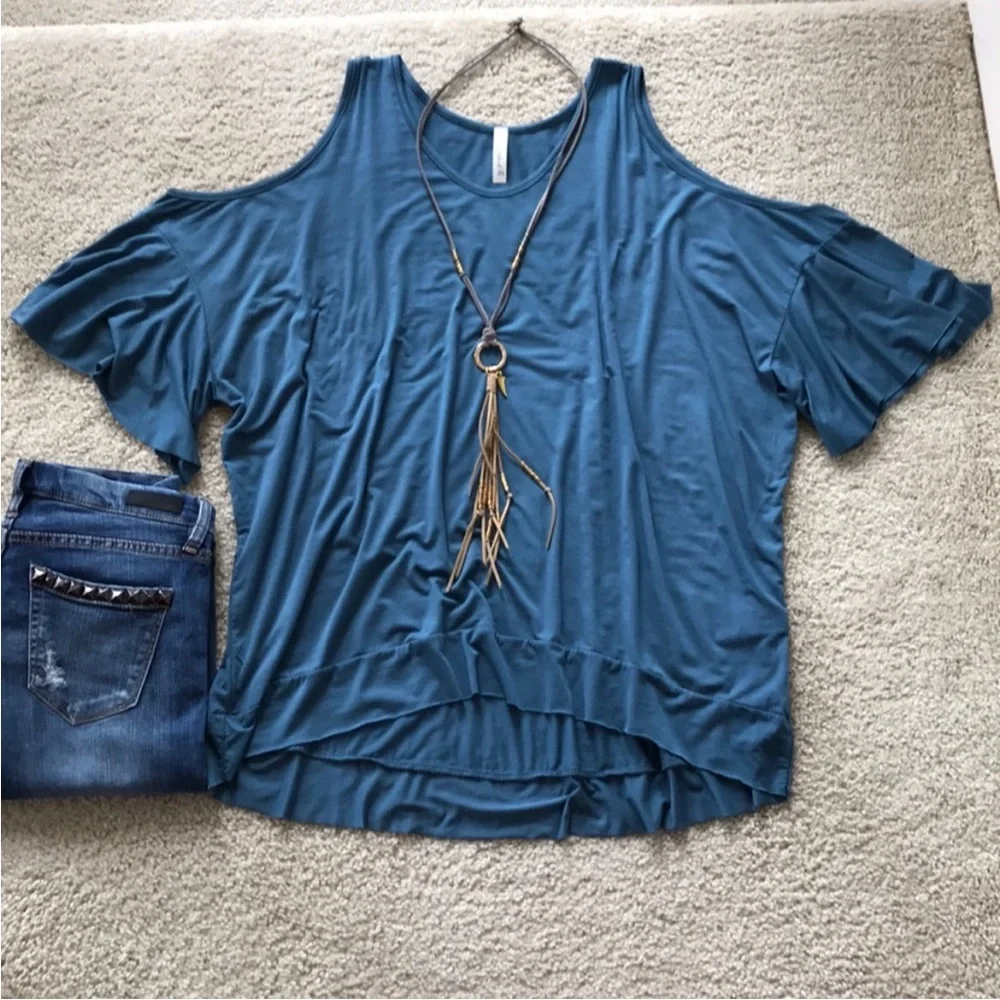 Cold Shoulder Tunic Top in Indigo - Picture 5 of 7